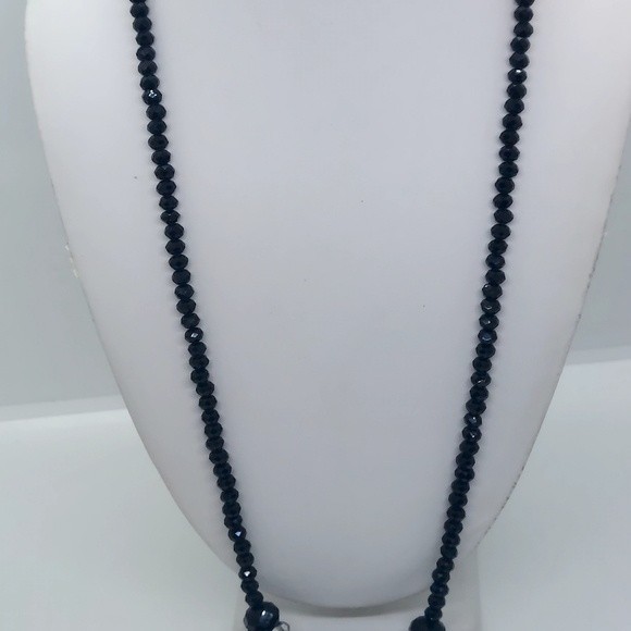 Black glass bead tassel necklace‎ - Picture 5 of 5